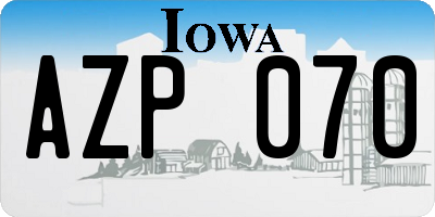 IA license plate AZP070