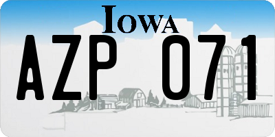 IA license plate AZP071