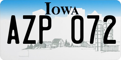 IA license plate AZP072