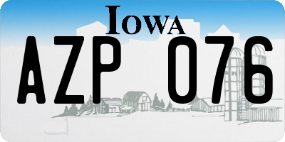 IA license plate AZP076
