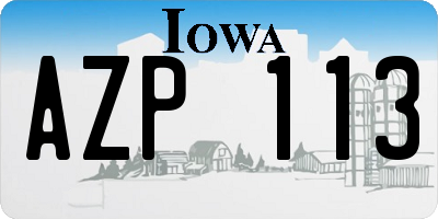 IA license plate AZP113