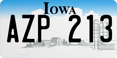 IA license plate AZP213