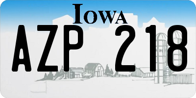 IA license plate AZP218