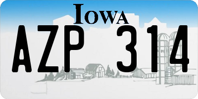 IA license plate AZP314