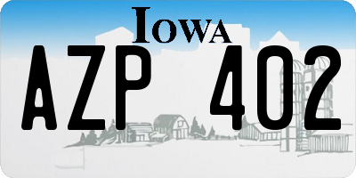 IA license plate AZP402
