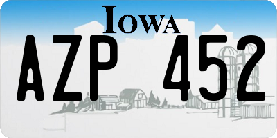 IA license plate AZP452