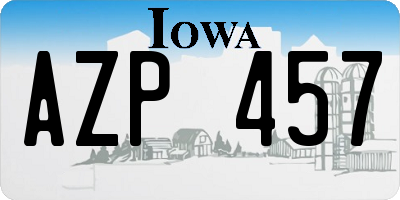 IA license plate AZP457