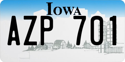 IA license plate AZP701