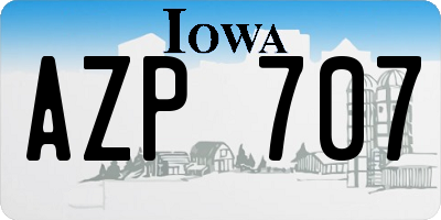 IA license plate AZP707