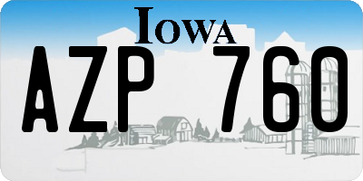 IA license plate AZP760