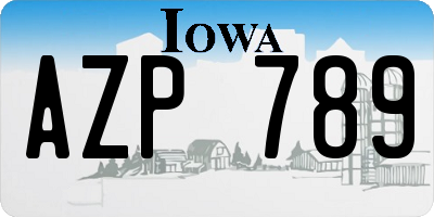 IA license plate AZP789