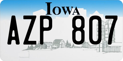 IA license plate AZP807