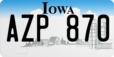 IA license plate AZP870