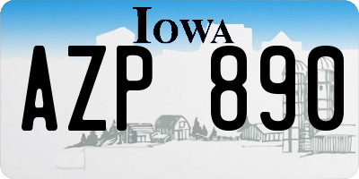 IA license plate AZP890