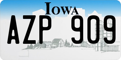 IA license plate AZP909