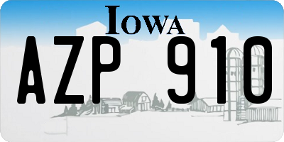 IA license plate AZP910