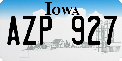 IA license plate AZP927