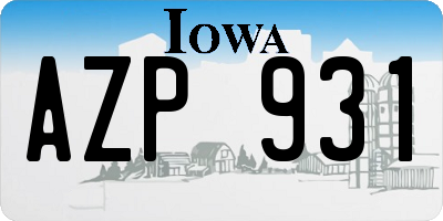 IA license plate AZP931
