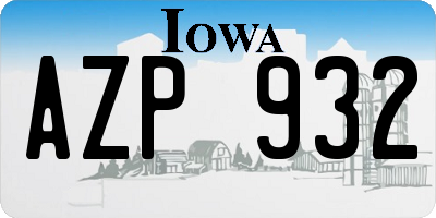 IA license plate AZP932