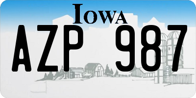 IA license plate AZP987