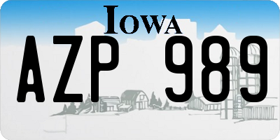 IA license plate AZP989