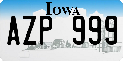 IA license plate AZP999