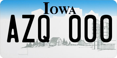 IA license plate AZQ000