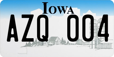 IA license plate AZQ004