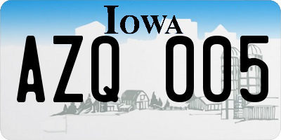 IA license plate AZQ005