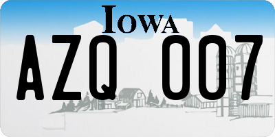 IA license plate AZQ007