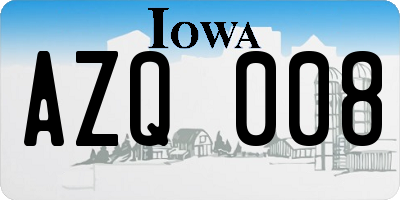IA license plate AZQ008