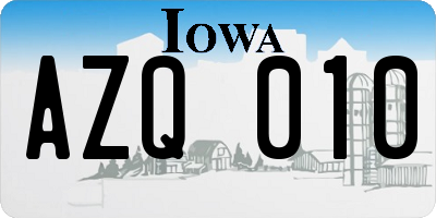 IA license plate AZQ010