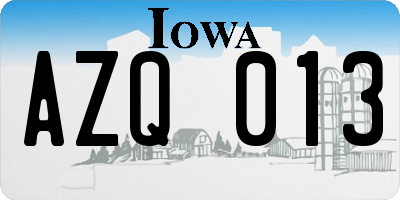 IA license plate AZQ013