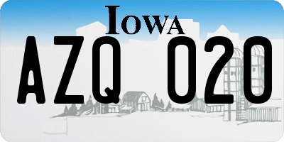 IA license plate AZQ020