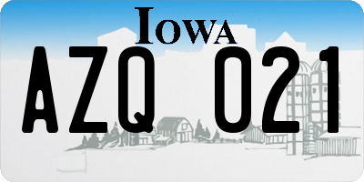 IA license plate AZQ021
