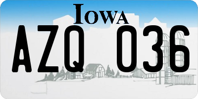 IA license plate AZQ036