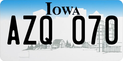 IA license plate AZQ070
