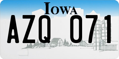 IA license plate AZQ071