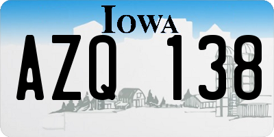IA license plate AZQ138