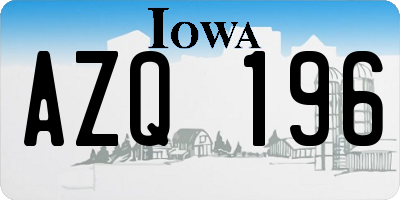 IA license plate AZQ196