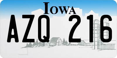 IA license plate AZQ216