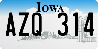 IA license plate AZQ314