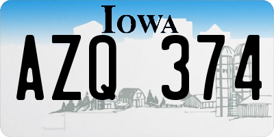 IA license plate AZQ374