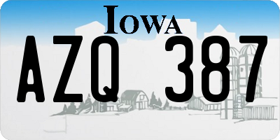 IA license plate AZQ387