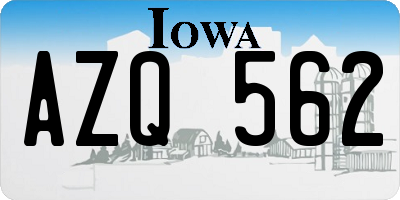 IA license plate AZQ562