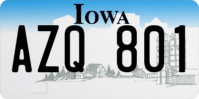 IA license plate AZQ801