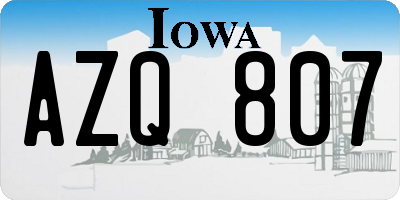 IA license plate AZQ807