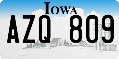 IA license plate AZQ809