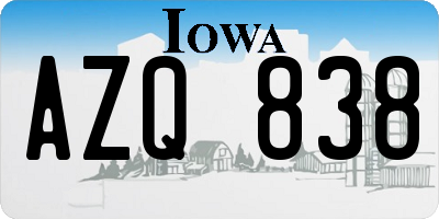 IA license plate AZQ838