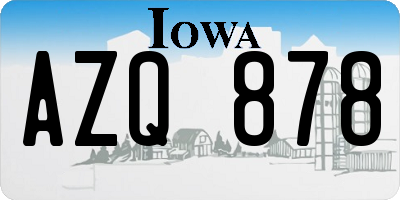 IA license plate AZQ878